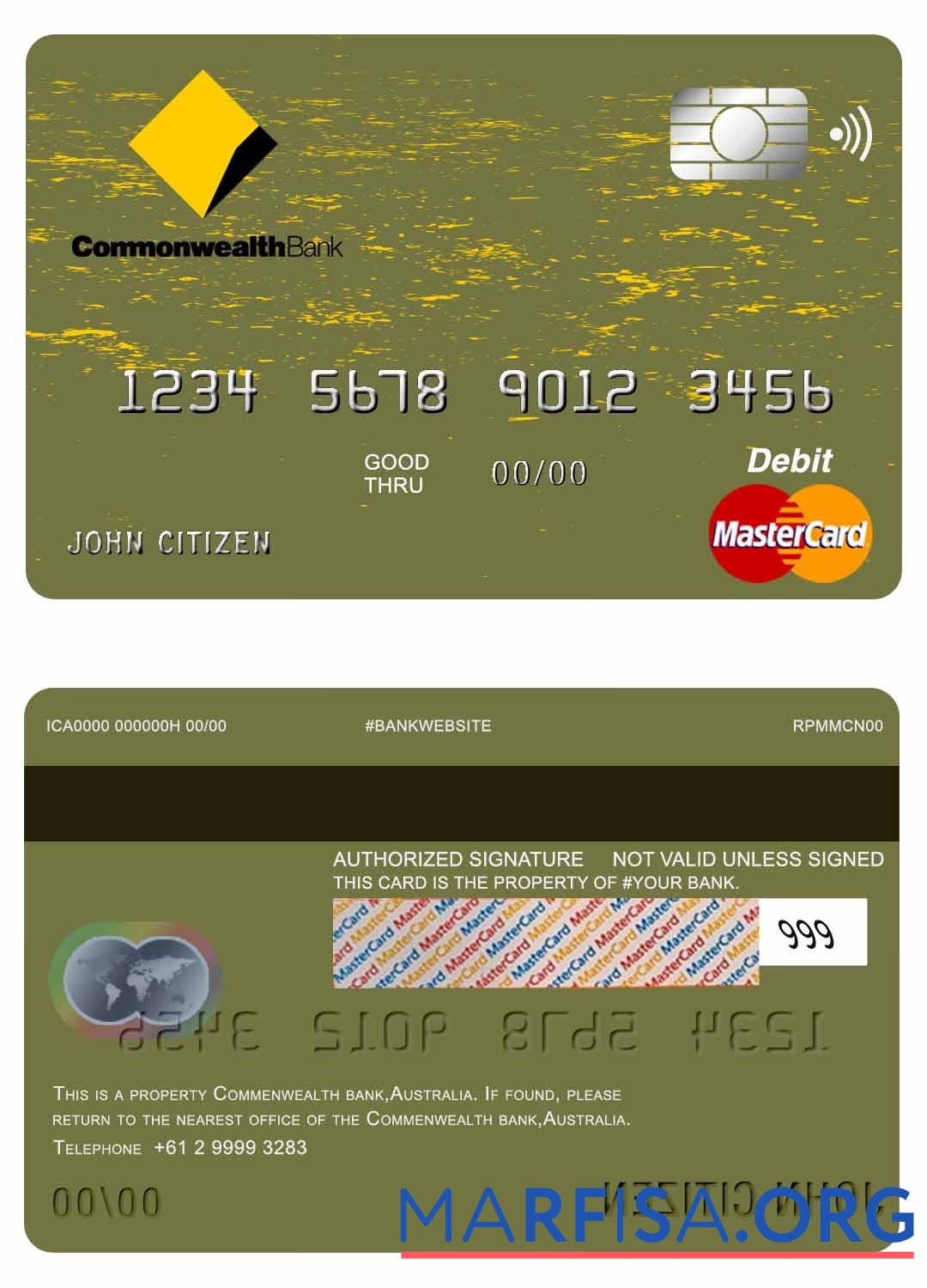 Realistic Australia Commonwealth bank master card download for verification